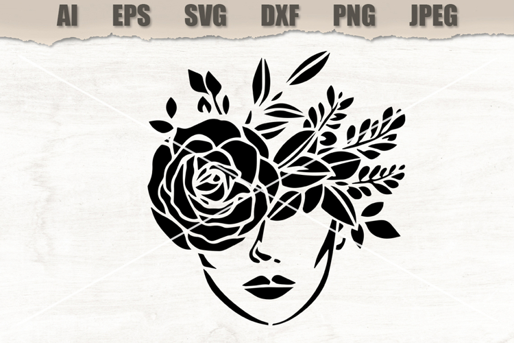 Stencil Floral Rose Woman