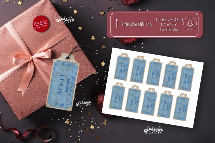Printable Book Club Ticket Gift Tags Vintage Genre Tags png