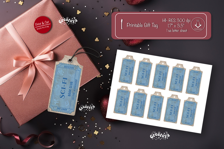 Printable Book Club Ticket Gift Tags Vintage Genre Tags png