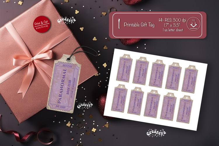 Printable Book Club Ticket Gift Tags Vintage Genre Tags png