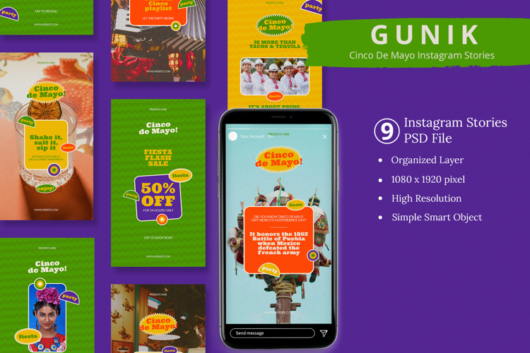 Gunik - Cinco De Mayo Instagram Story & Canva Template