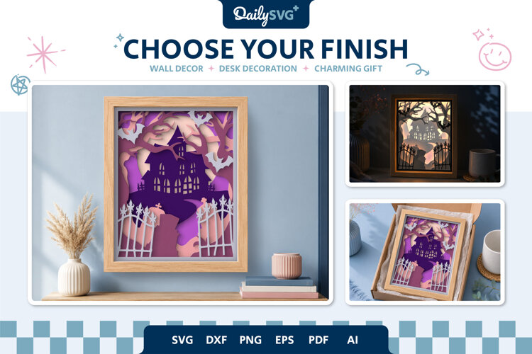 Haunted Mansion Layered Shadow Box SVG Halloween example image 1