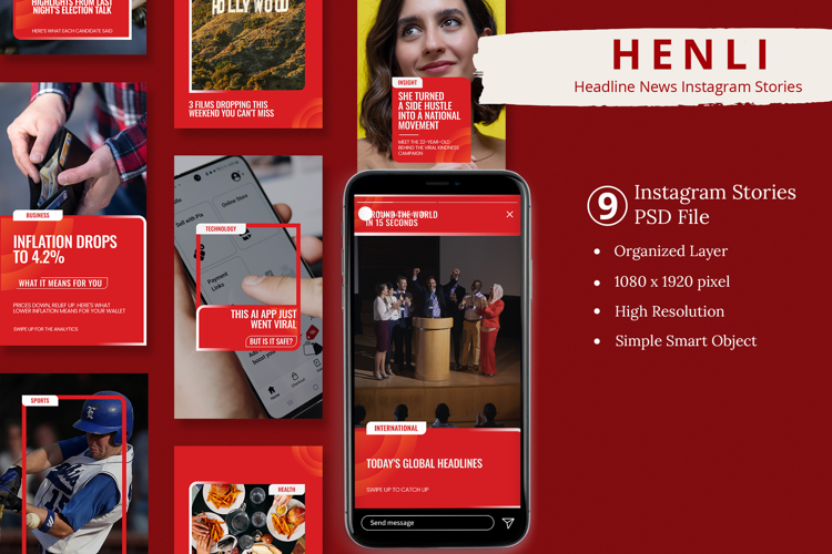 Henli - Headline News Instagram Story & Canva Template
