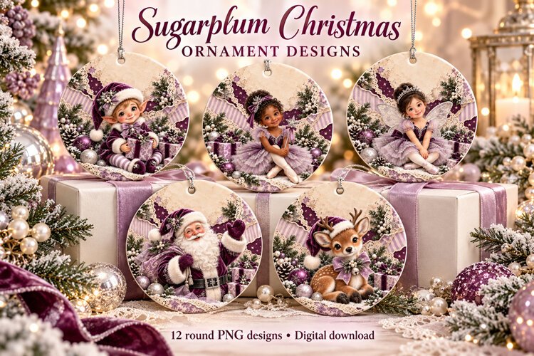Sugarplum Ornament Sublimation PNGs example image 1