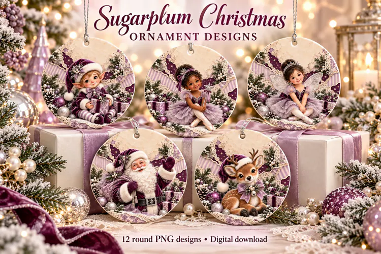 Sugarplum Ornament Sublimation PNGs