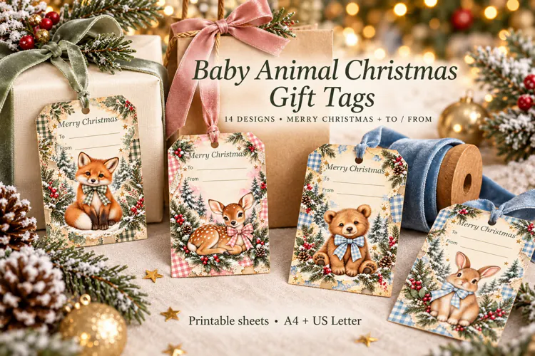 Woodland Christmas Gift Tags Printable