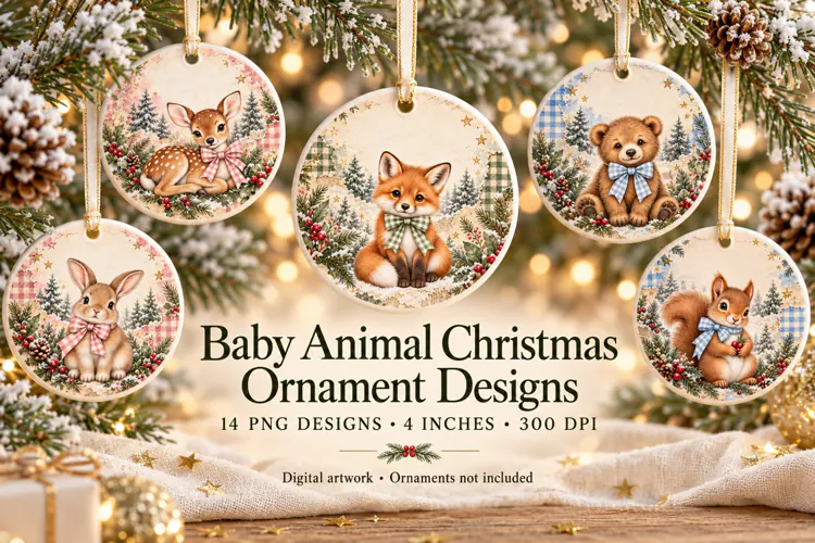 Baby Animal Christmas Ornament PNGs
