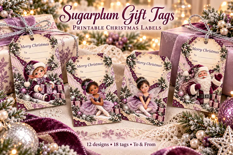 Sugarplum Christmas Gift Tags Printable