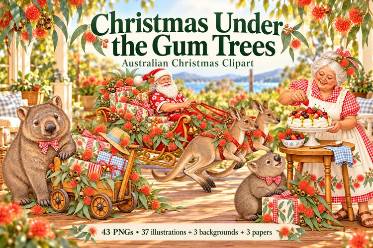 Australian Summer Christmas Clipart example image 1