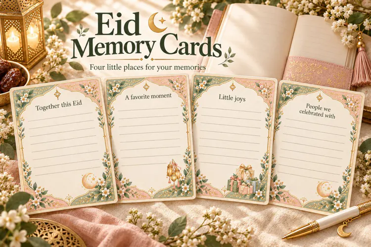 Eid Memory Cards, Printable Journaling Prompts