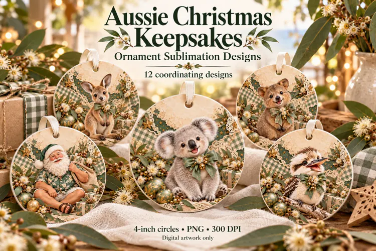 Aussie Christmas Ornament Sublimations