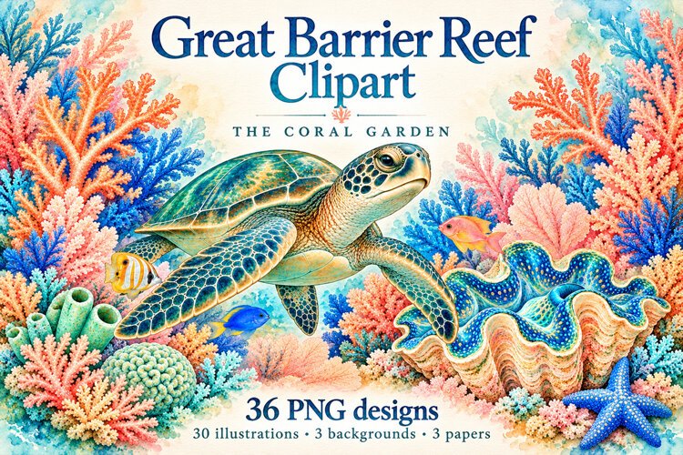 Great Barrier Reef Clipart example image 1