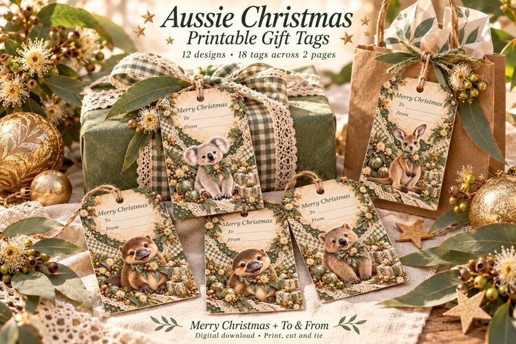 Christmas Gift Tags Australian Animals example image 1