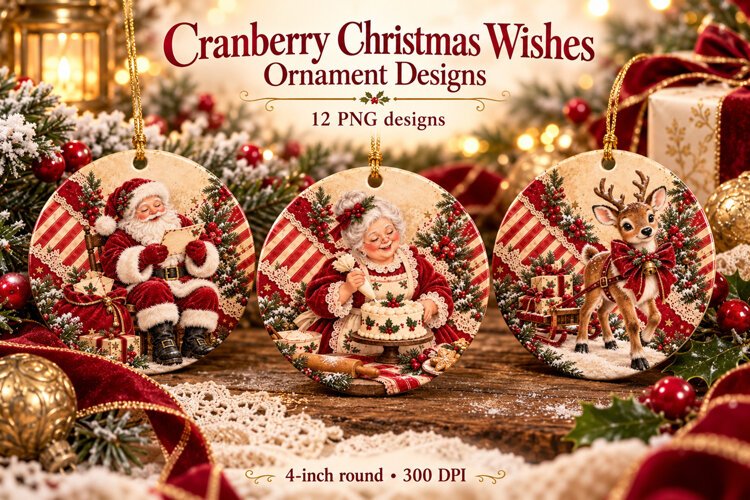 Cranberry Wishes Ornament PNGs example image 1