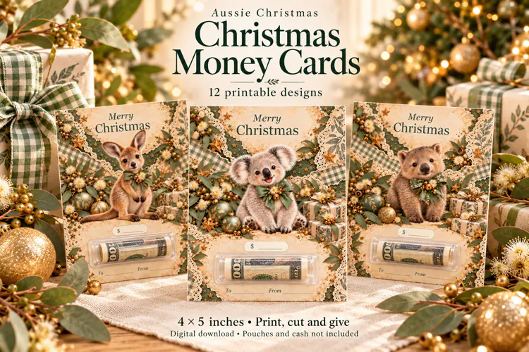 Australian Animals Printable Christmas Money Cards