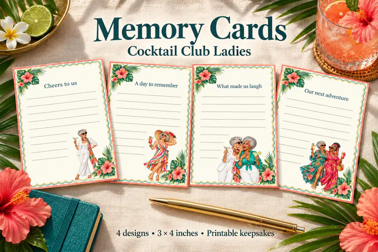 Memory Cards Printable Cocktail Ladies