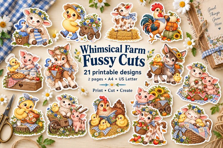 Farm Animal Fussy Cut Stickers example image 1