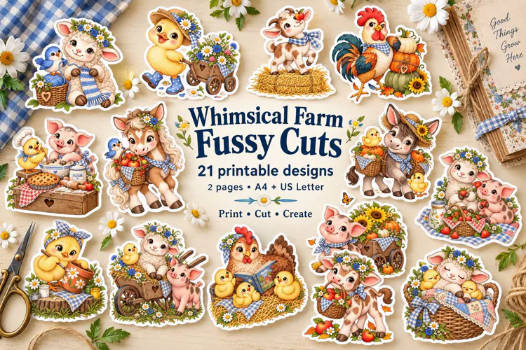 Farm Animal Fussy Cut Stickers