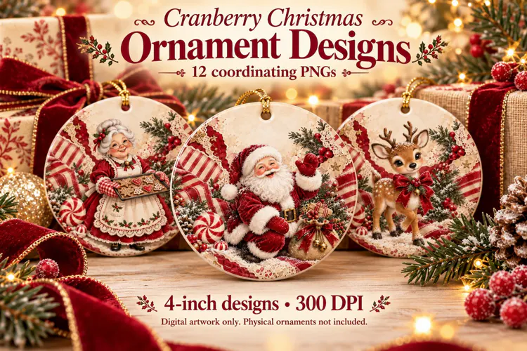 Ornament Sublimation Cranberry Christmas
