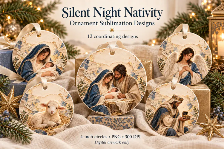 Nativity Ornament Sublimation Designs