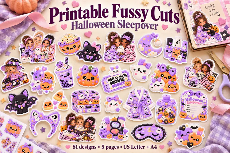 Fussy Cut Stickers Halloween Sleepover