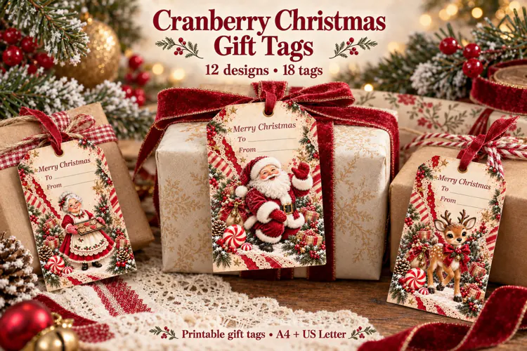 Printable Christmas Gift Tags - Cranberry Christmas