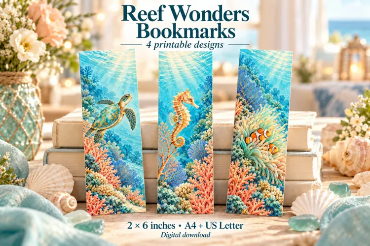 Sea Turtle and Seahorse Bookmarks