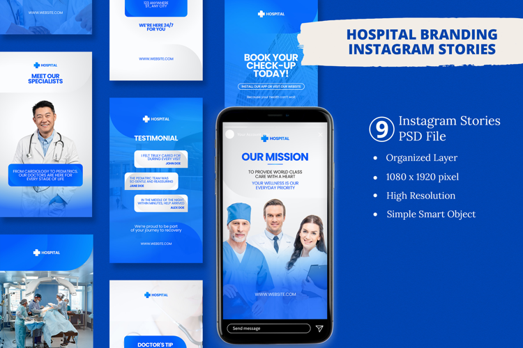 Hospital Branding Instagram Story & Canva Template