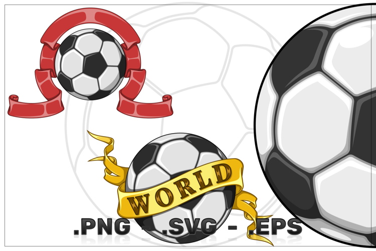 Soccer ball symbol surrounded by ribbon