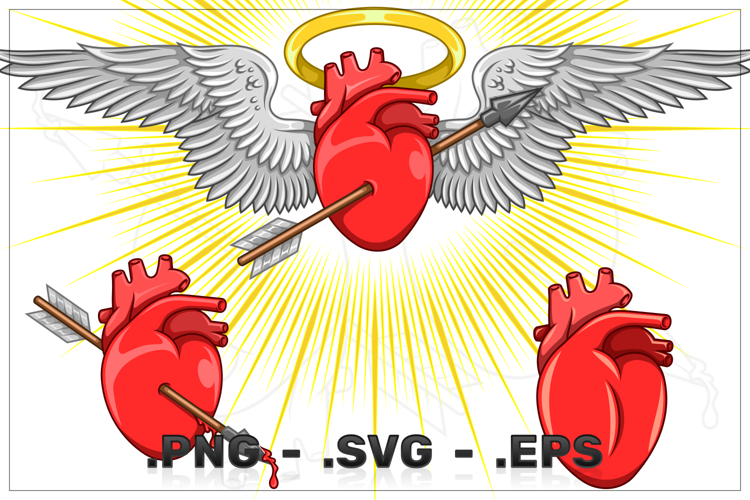 Realistic Heart Pierced by an Arrow of Love