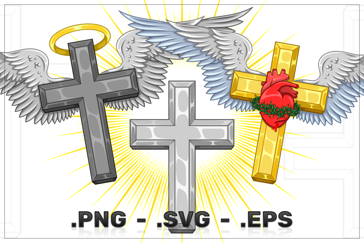 Winged Cross with Sacred Heart of Jesus