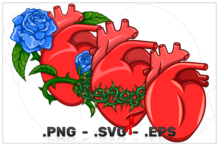 Realistic Heart with Bouquet of Roses