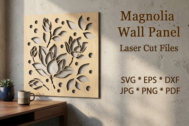 Magnolia decorative Wall Panel. Laser cut files