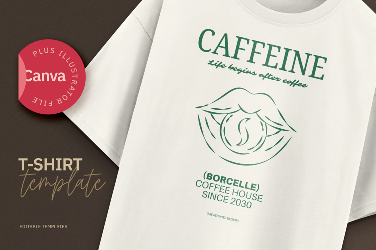 Caffeine Quote Modern Graphic T-Shirt