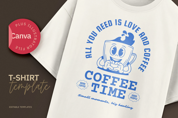 Retro Coffee T-Shirt Cartoon Character
