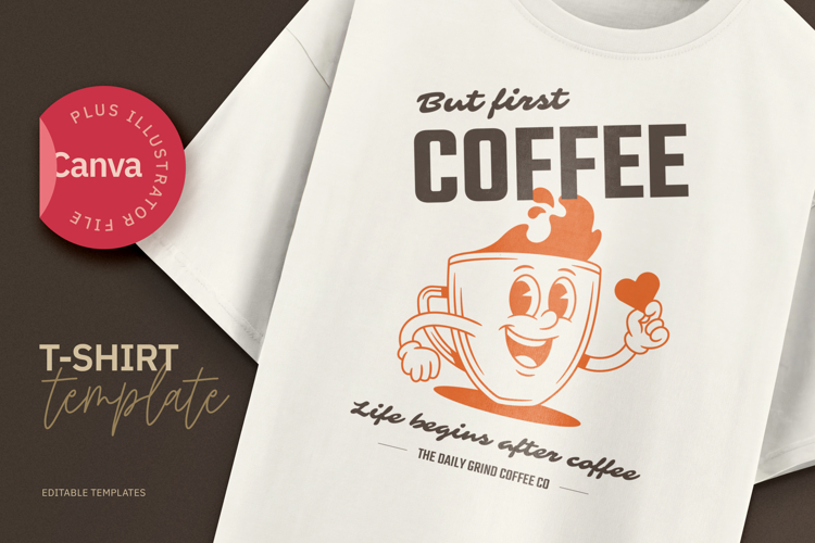 But First Coffee Retro T-Shirt Design