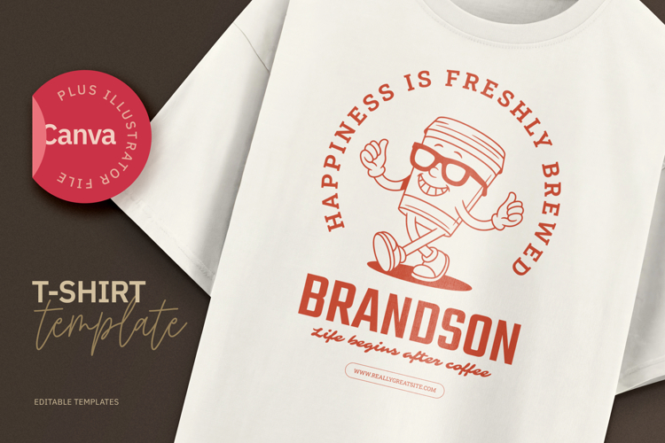 Happy Coffee Retro T-Shirt Design