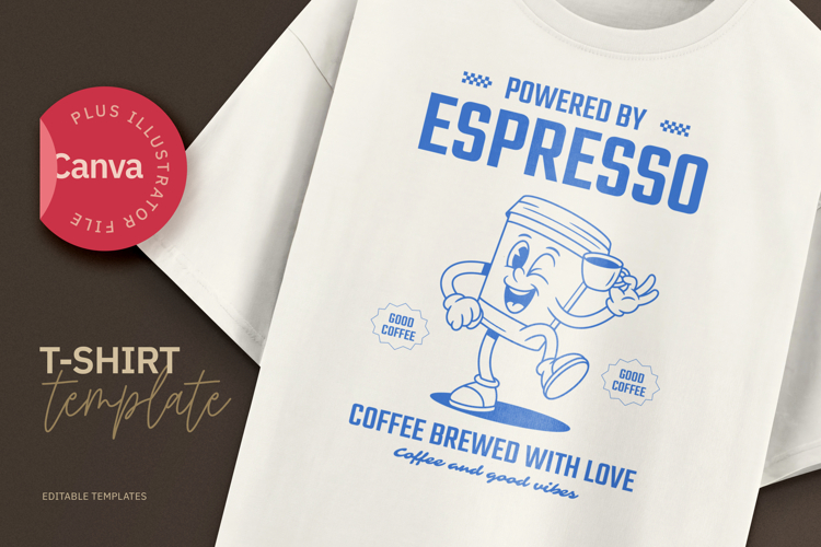 Powered by Espresso Retro T-Shirt Design