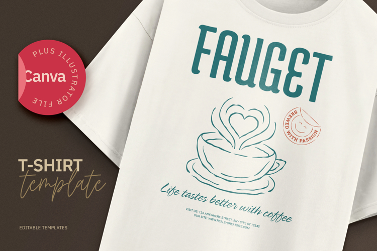 Heart Steam Coffee Retro T-Shirt Design