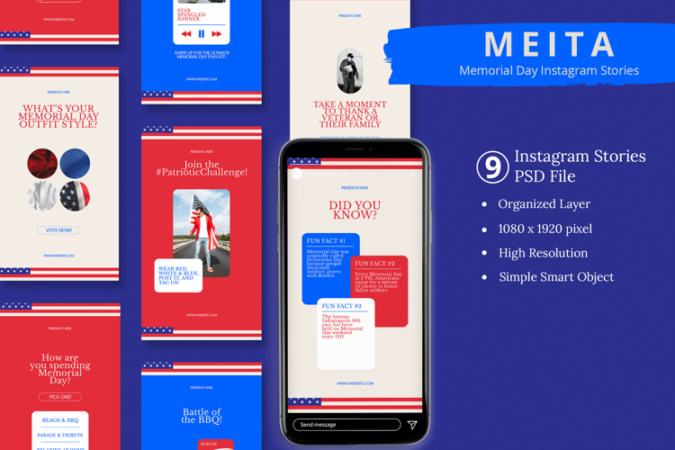 Meita - Memorial Day Instagram Story & Canva Template