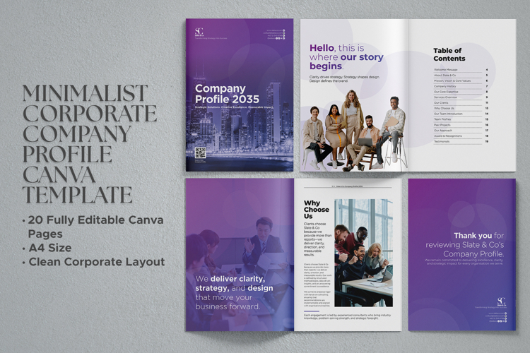 Minimalist Corporate Company Profile Canva Template