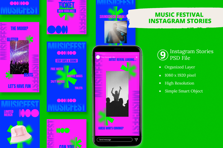 Music Festival Instagram story & Canva Template