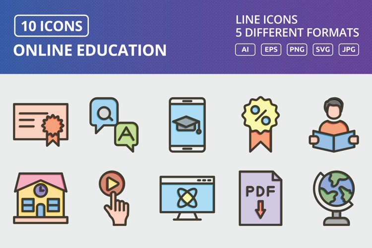 Vector Online Education Icon Set example image 1