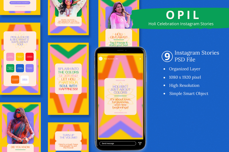 Opil - Holi Celebration Instagram Story & Canva Template