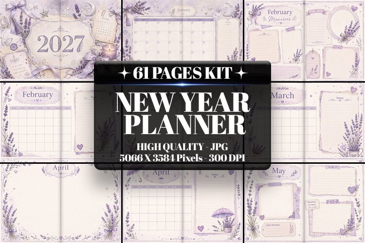 2027 Lavender Planner Journal Kit|Junk Journal example image 1