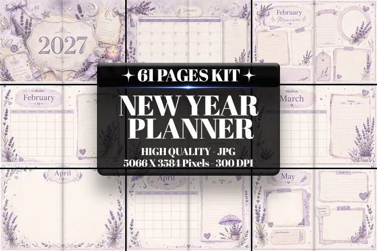2027 Lavender Planner Journal Kit|Junk Journal