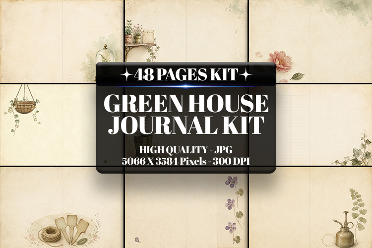 Greenhouse Journal Kit Digital Paper| Junk Journal Pages
