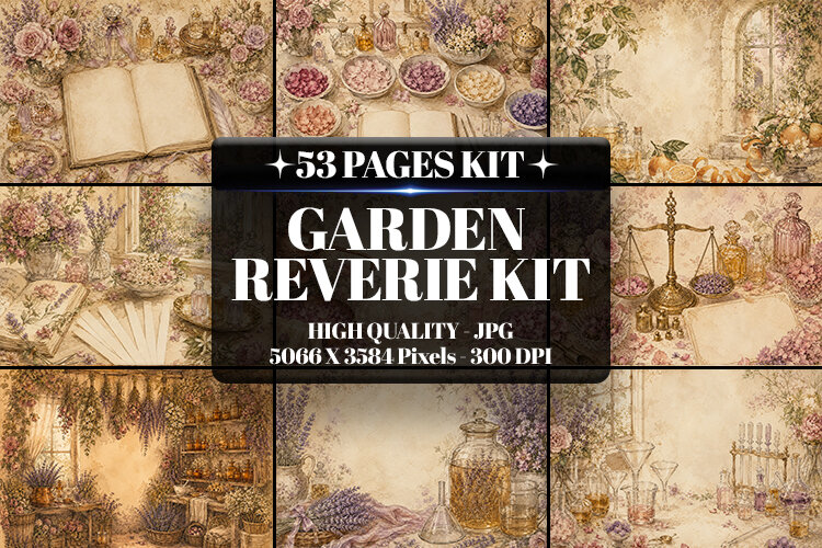 Garden Reverie Kit Digital Paper| Junk Journal Pages example image 1