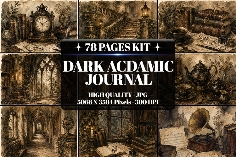 Dark Academic Journal Digital Paper| Junk Journal Pages