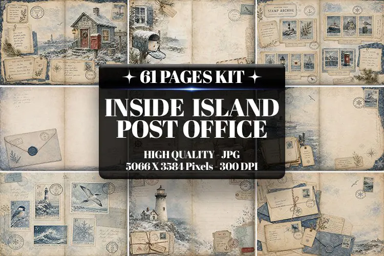 Inside Island Post Office Junk Journal Kit| Junk Journal